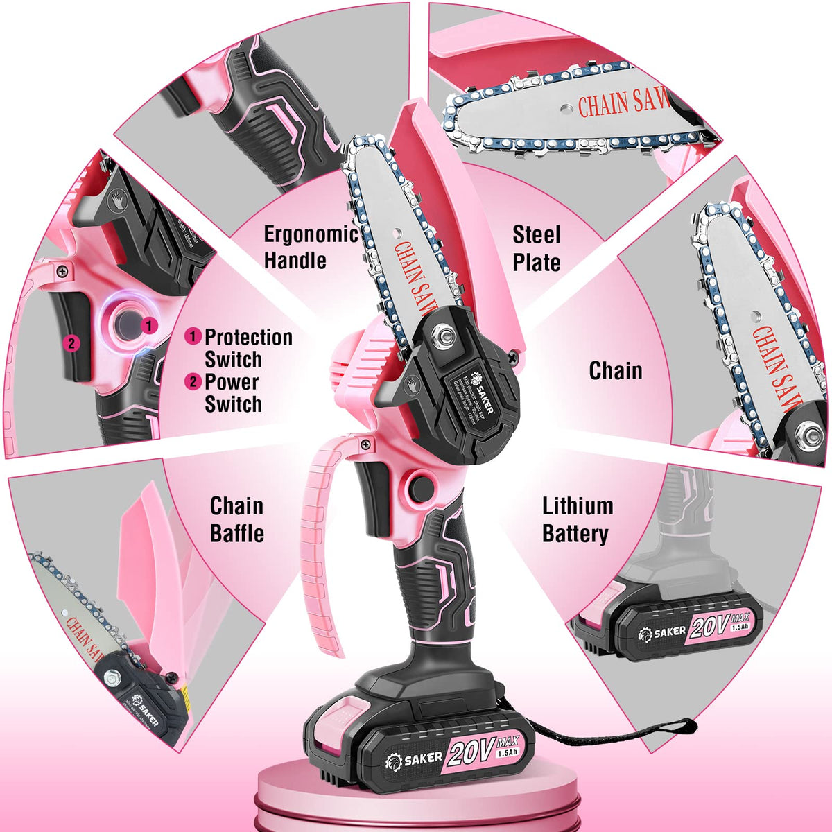 Saker mini chainsaw lightweight handheld enables comfortable one-handed use