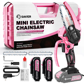 Saker mini chainsaw pink body shows compact design for easy handling