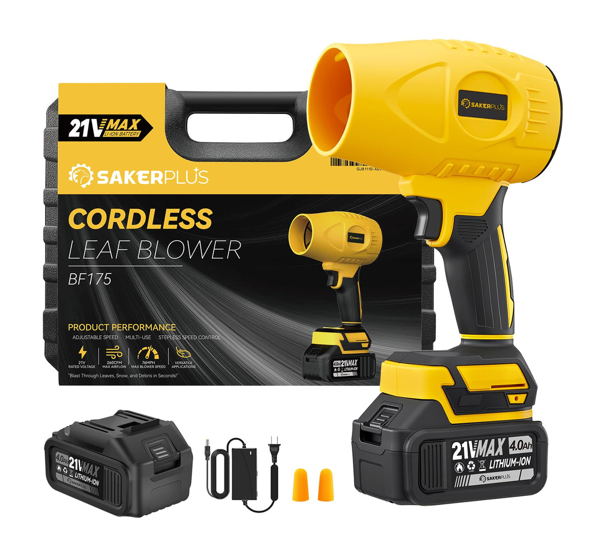 SakerPlus cordless leaf blower for patio use, quick leaf cleanup.