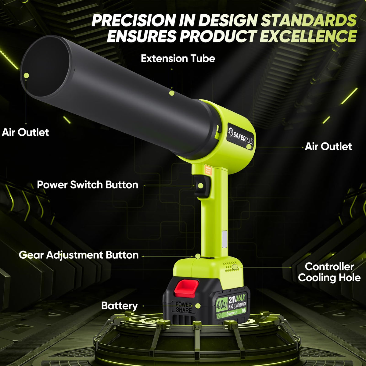 SakerPlus dual batteries and charger enable longer cleaning sessions.