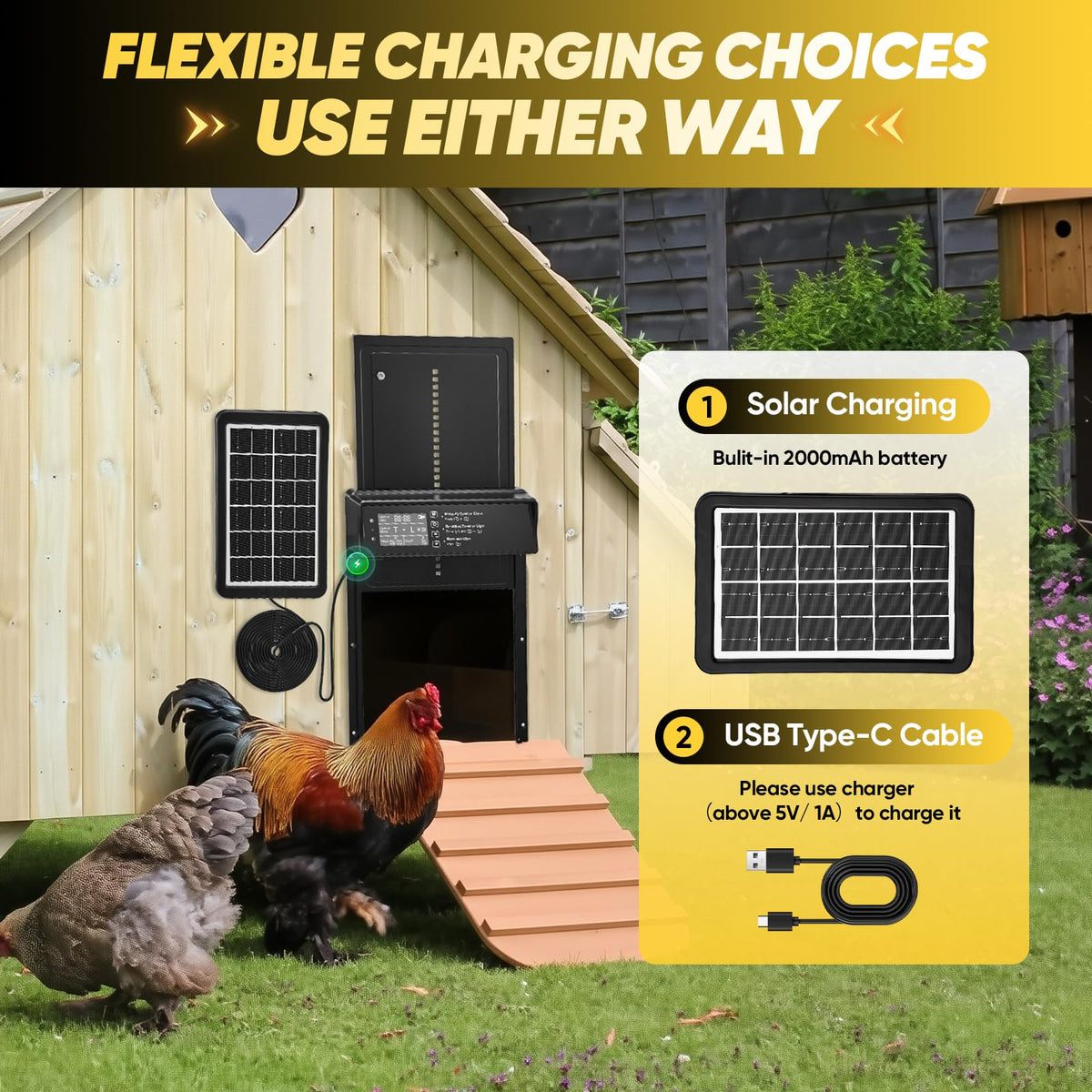 SakerPlus USB backup charging ensures operation during low light or cloudy days.