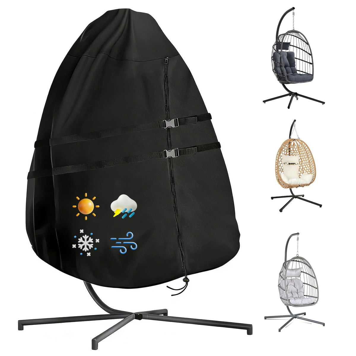 Saking egg chair cover waterproof 60x45 inch protects single-seat chairs from rain and sun.