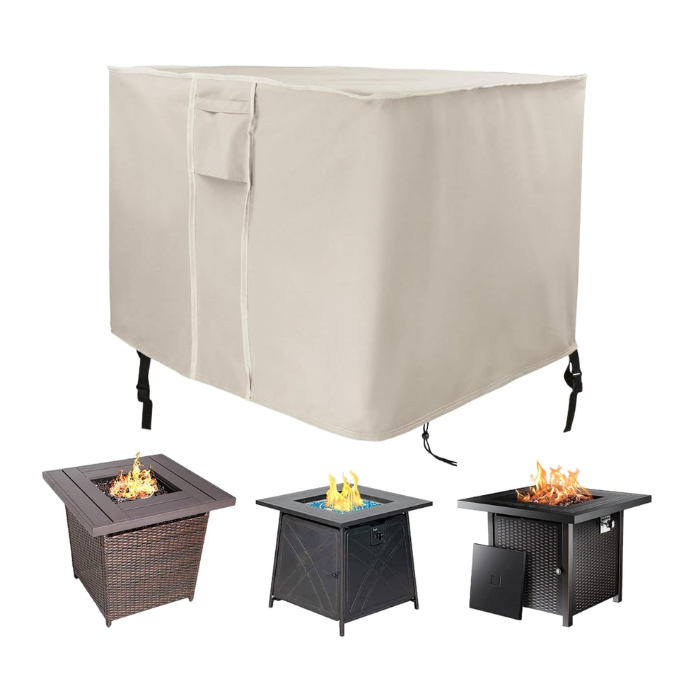 Saking fire pit cover 28-inch front view provides snug, waterproof protection for outdoor gas pits.