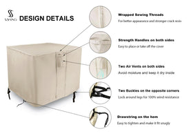 Saking fire pit cover 28-inch air vents and handles ensure easy placement and dry interior.