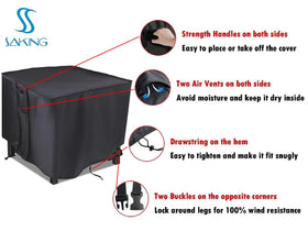 Saking air vents and handles enable easy on/off while preventing moisture.