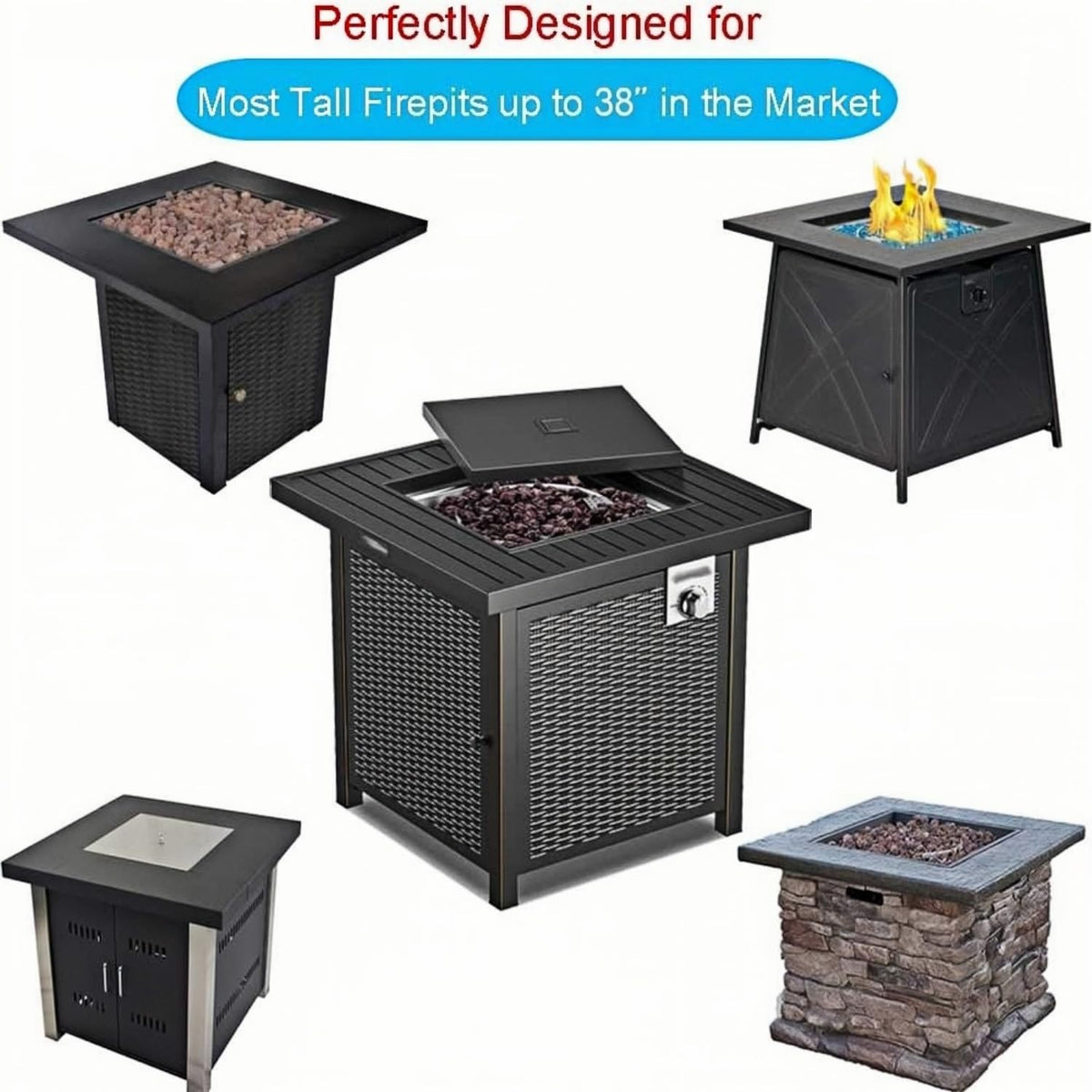 Saking waterproof PU layer shields the fire pit from rain and snow.