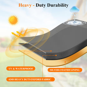 Saking waterproof front zipper closure enables easy installation and removal.