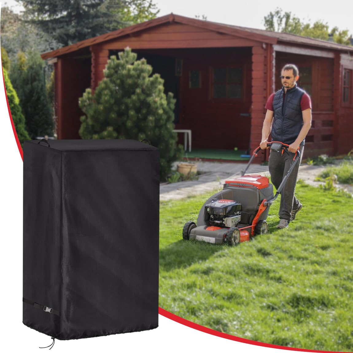 Saking Lawn Mower Cover bottom-elastic-drawstring ensures wind-resistant fit.