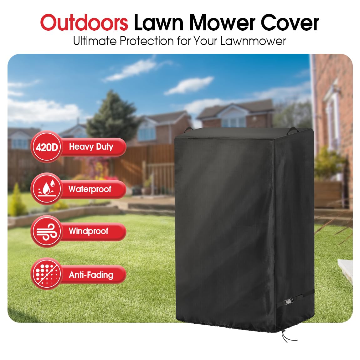 Saking Lawn Mower Cover dust-protection keeps equipment clean between uses.