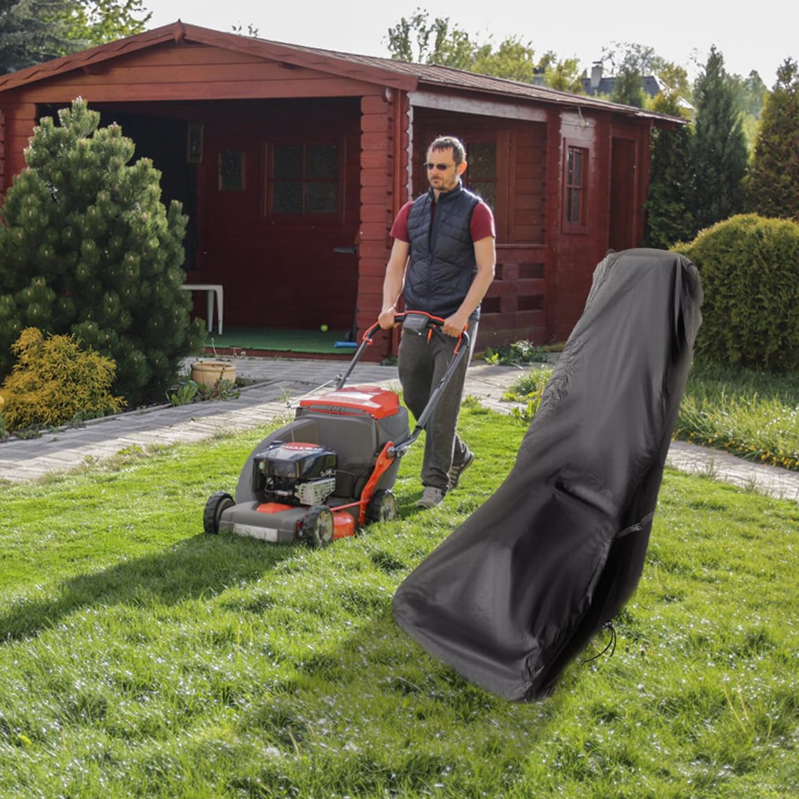 Saking universal-fit lawn mower cover fits up to 74 by 25 by 39 inches