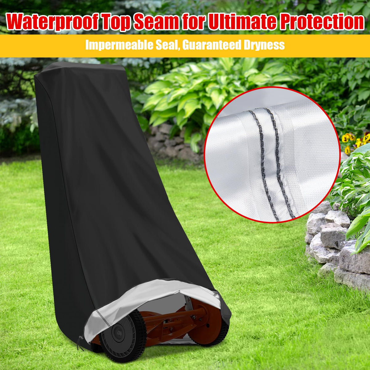 Saking Outdoors tear-resistant material offers long-lasting mower protection.