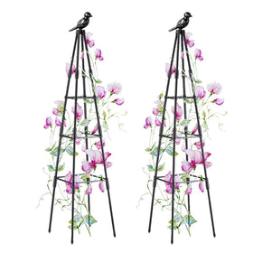 SAKOTE 47-inch garden obelisk trellis supports climbing plants in pots.