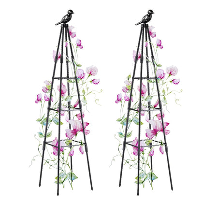 SAKOTE 47-inch garden obelisk trellis supports climbing plants in pots.