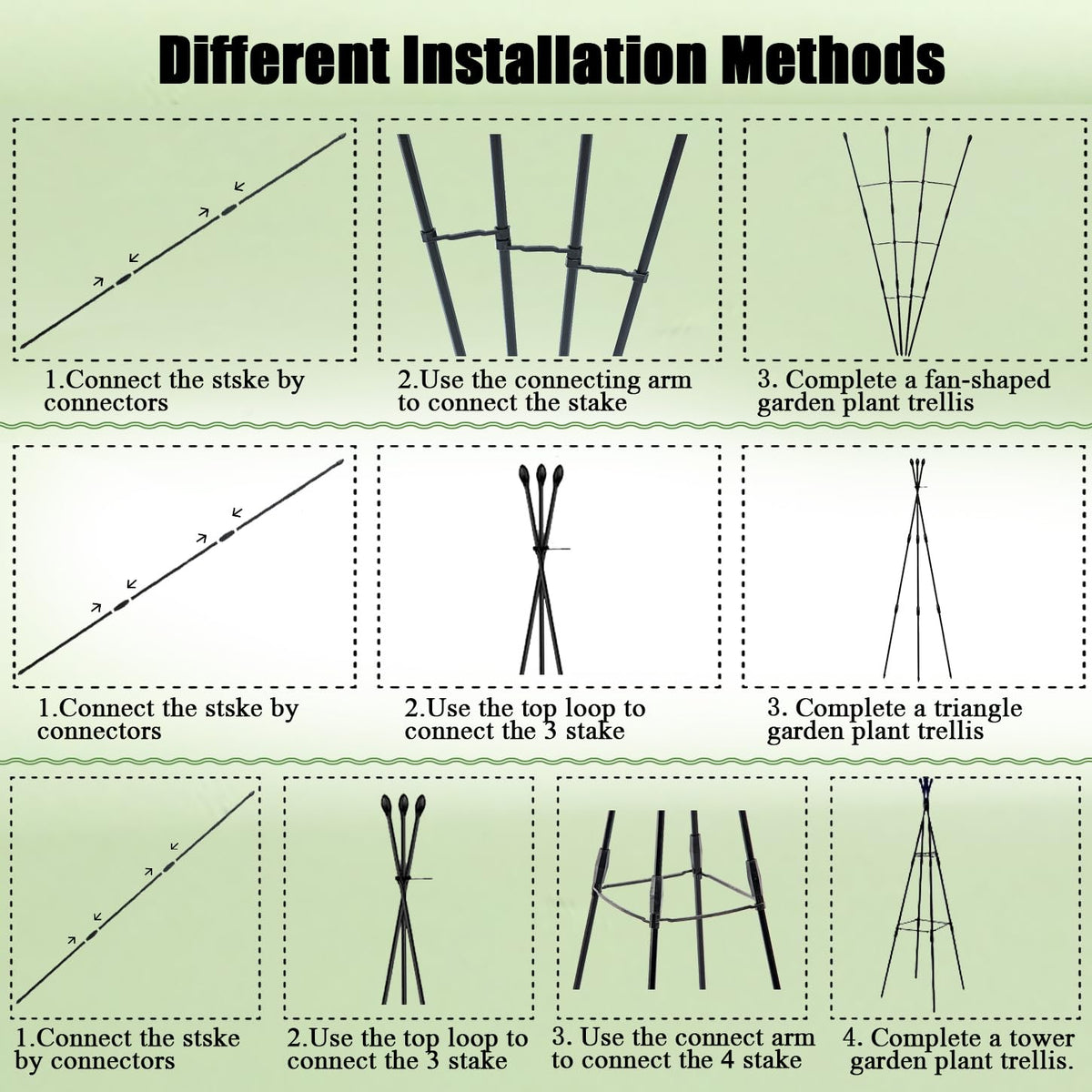 SAKOTE Garden Trellis supports roses, cucumbers, tomatoes for tidy vertical growth