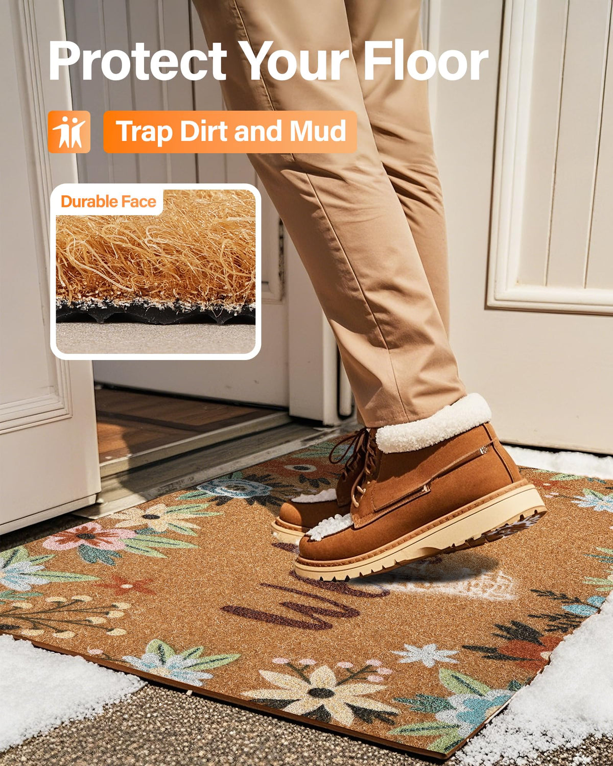 SAKSUN artificial coir traps dirt and moisture, protecting floors