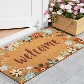 SAKSUN floral welcome mat for front door enhances curb appeal while welcoming guests