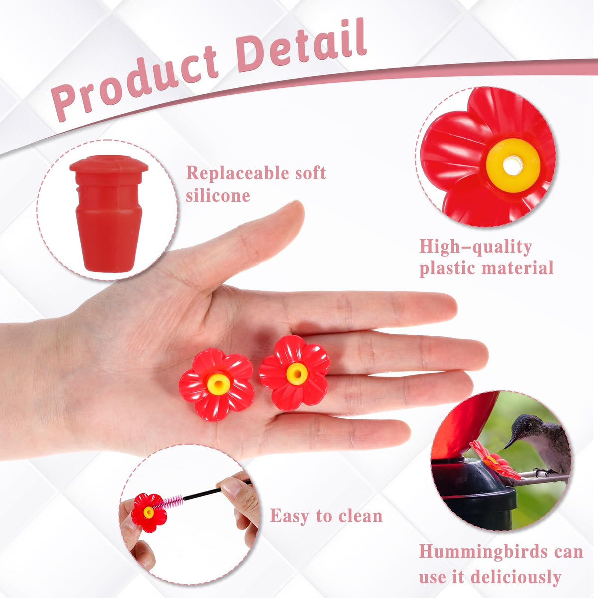 Salbsever UV-proof plastic keeps replacement flowers vibrant under sun and rain.