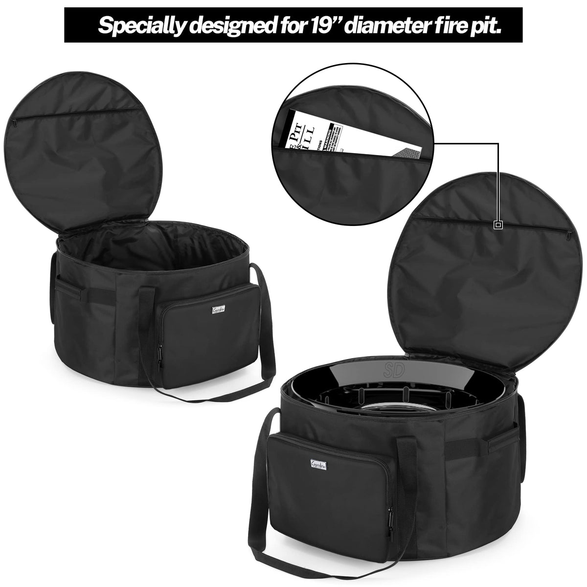 Samdew fire pit bag with Ciays 19 inch fit for easy travel.