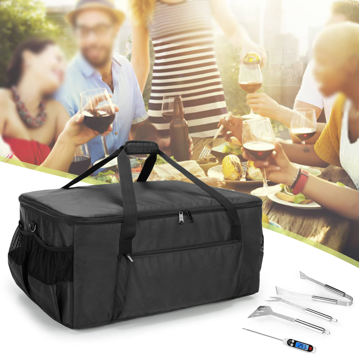 samdew grill bag durable materials withstand outdoor cooking trips.