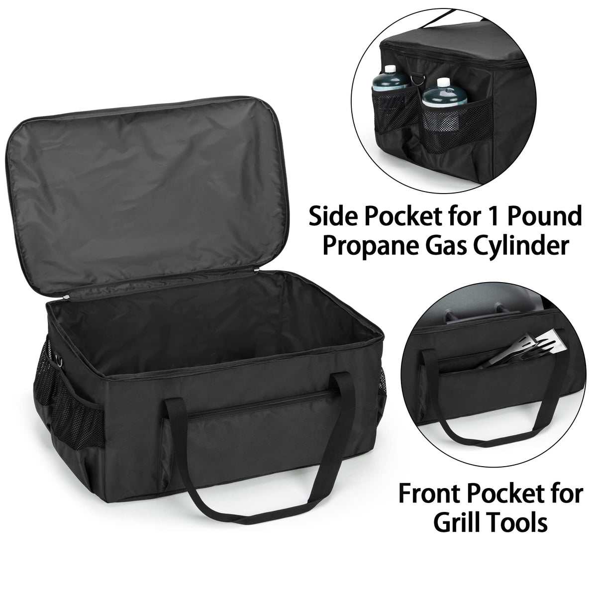 samdew grill bag top-opening zip design for easy access to the grill.