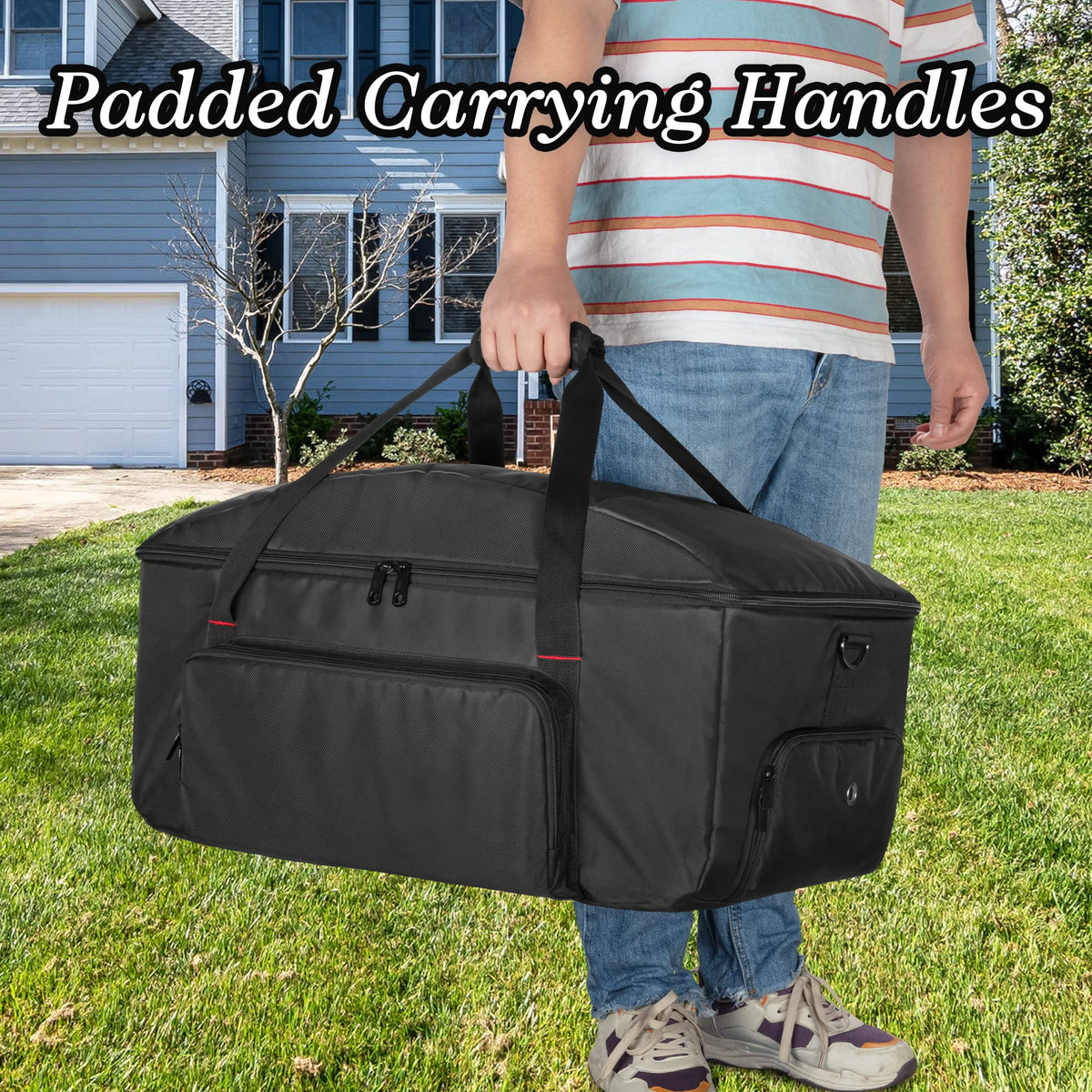 Samdew barbecue bag adjustable strap and handles for comfortable carrying
