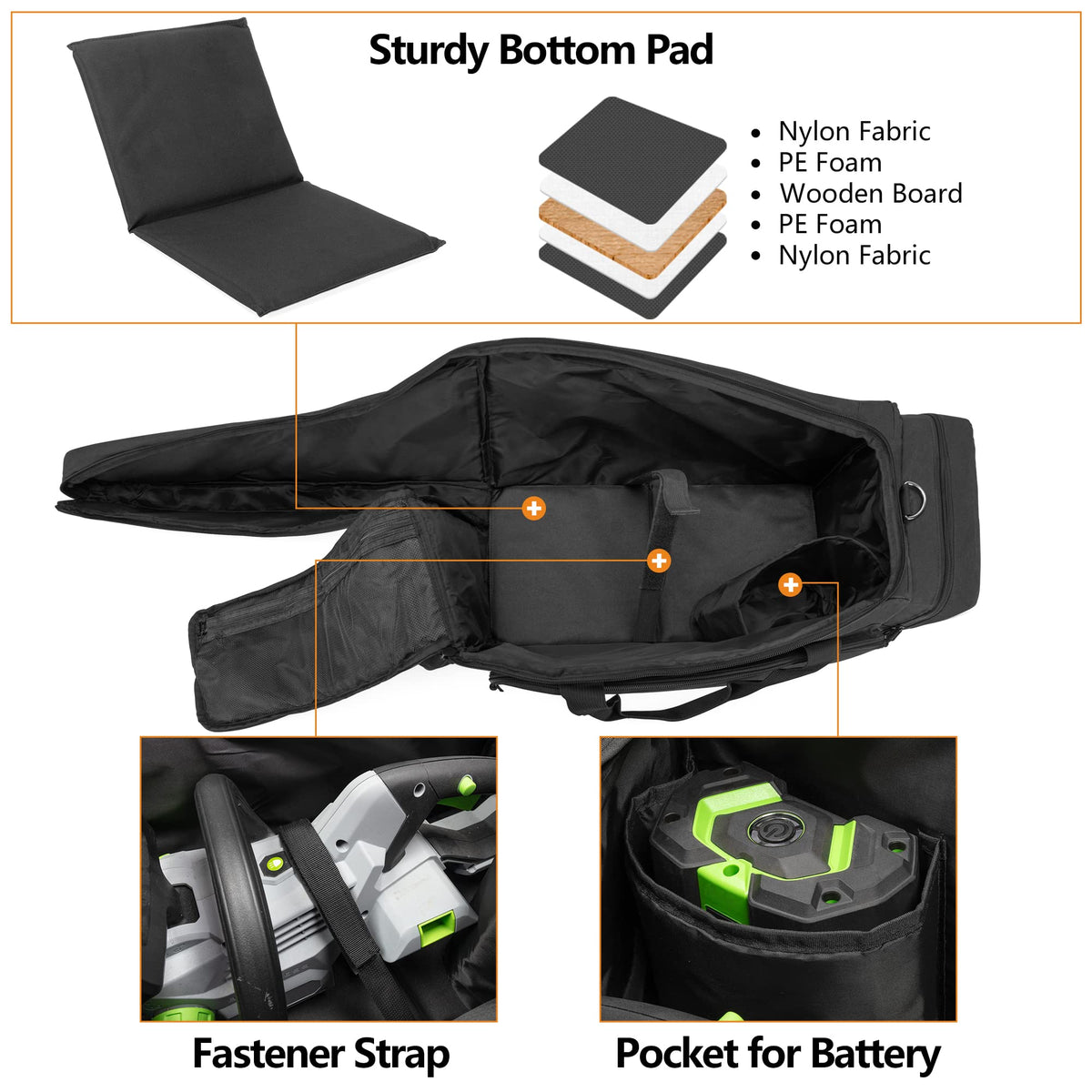 Samdew chainsaw carrying case front pocket layout keeps tools organized