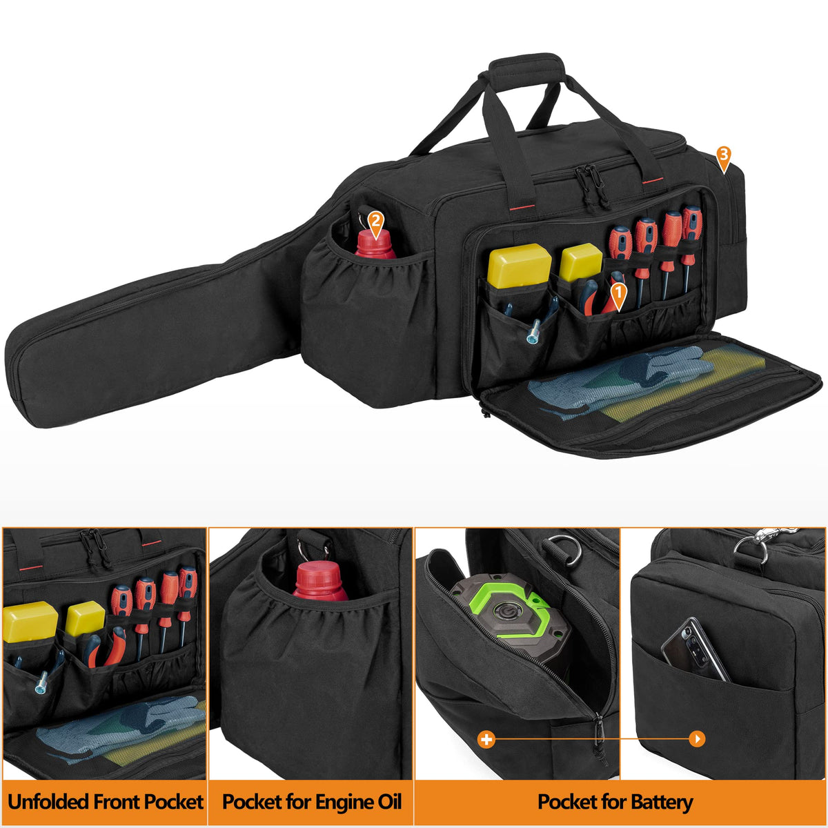 Samdew chainsaw carrying case with straps and padded handles for comfortable carrying
