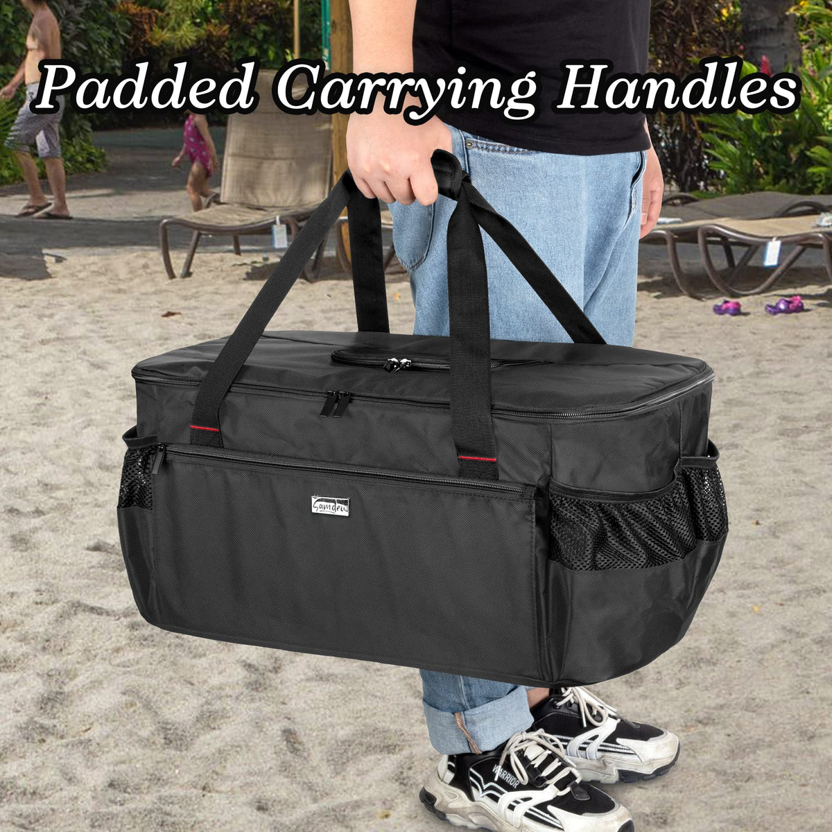 samdew grill bag padded handles make carrying easier on trips
