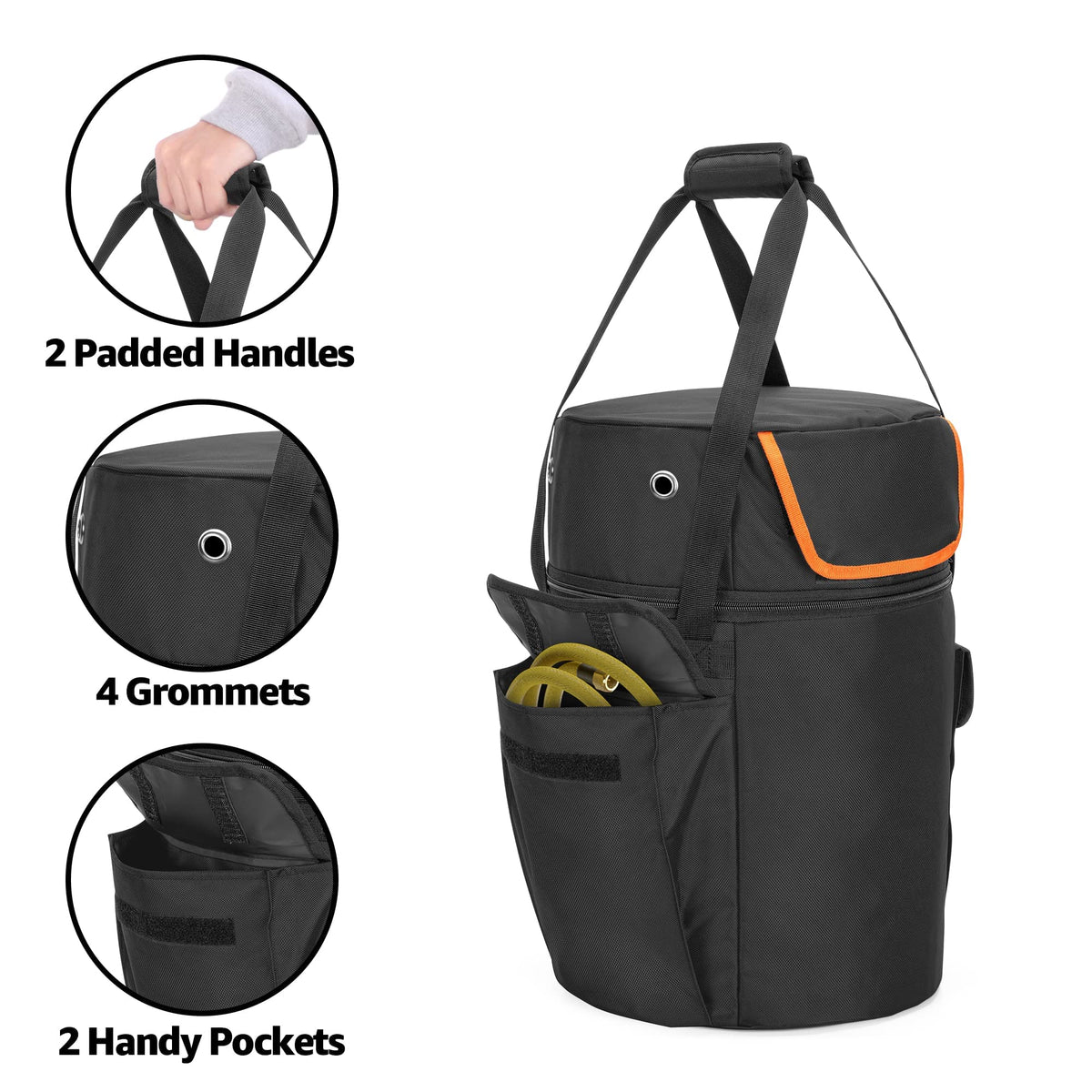 Samddew propane tank bag side pockets organize cables and accessories.