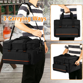 samdew water-resistant exterior with padded bottom protects grill gear