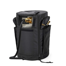 Samdow 20 lb propane tank cover with side flap enables easy valve access.