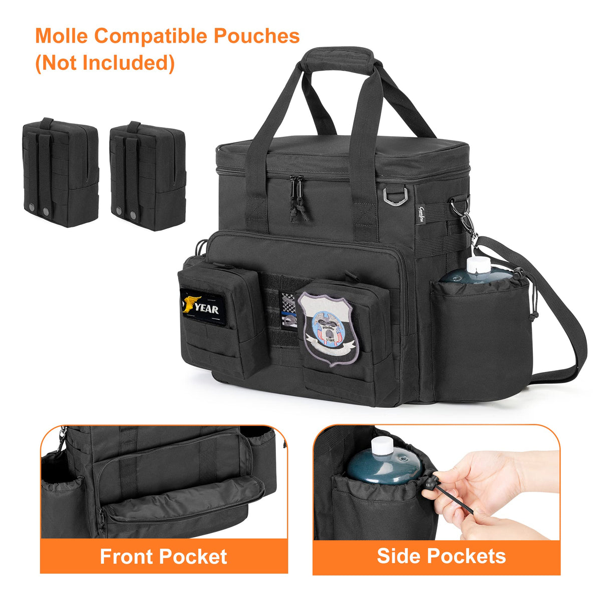 Samdow bag back pocket stores personal items for campsite convenience.