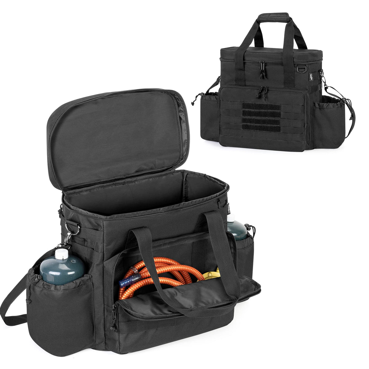 Samdow bag side pocket for 1 lb propane cylinders keeps gear organized.