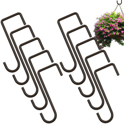 Samhard brown fence hook 6in on a wooden fence for secure plant hanging