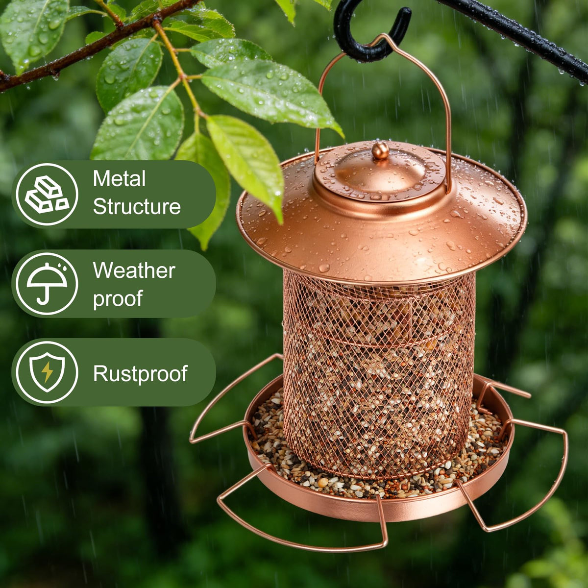 Samhe 360-degree feeding perches allow birds to feed from any side.