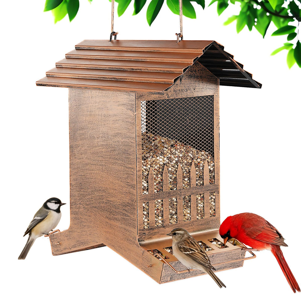 Samhe large bird feeder with 8lbs capacity for fewer refills.
