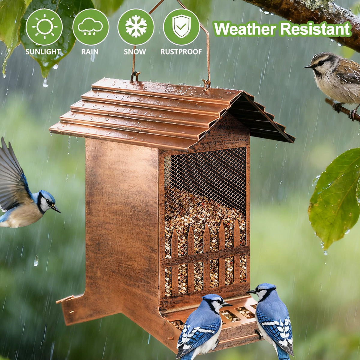 Samhe outdoor weatherproof feeder resists rain and wind.