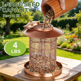 Samhe rosegold finish on a metal feeder adds elegance and rust resistance.