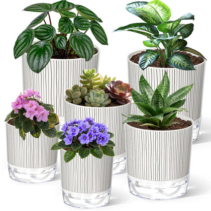 Samhe self-watering pot 4-inch side view with reservoir for easy care.