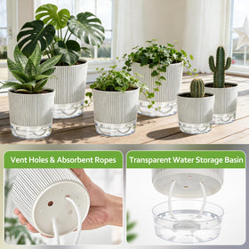 Samhe self-watering pot 6-3-inch front view highlights durable plastic and clean lines.