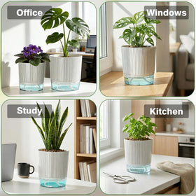 Samhe self-watering pot ventilation holes reduce root rot risk in closed setups.