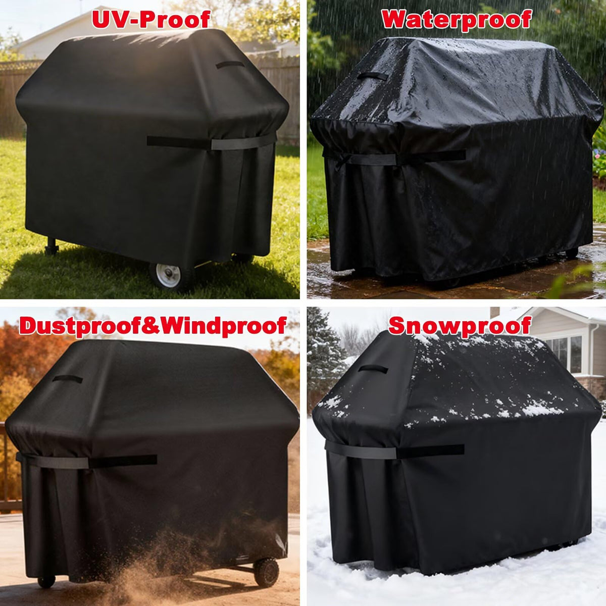 Samhe tie-closure keeps cover secure during windy days.