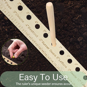 SAMIQU durable wooden seeding tool offers long-lasting garden use.