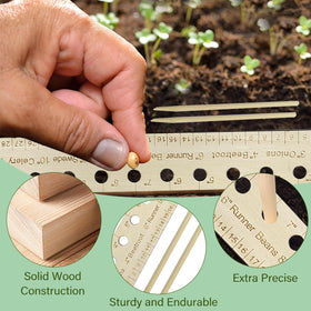 SAMIQU wooden planting ruler with holes supports consistent seed depth.