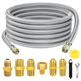 Samplife 24ft propane hose extension shown braided for extended outdoor grilling