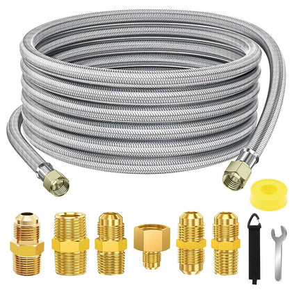 Samplife 24ft propane hose extension shown braided for extended outdoor grilling