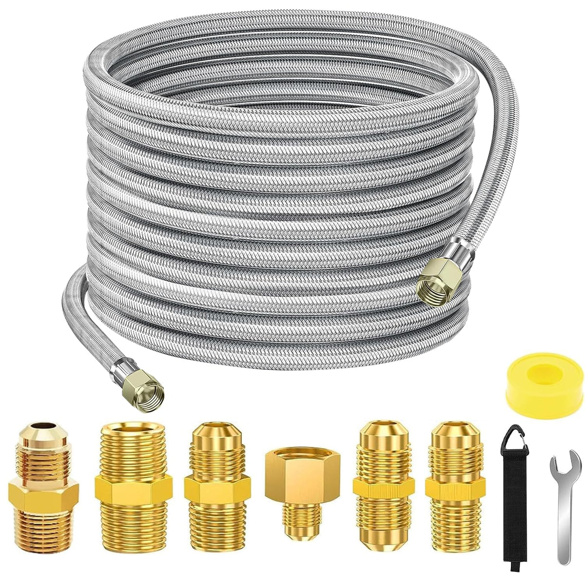 Samplife 36ft propane hose extension for flexible outdoor reach on grills and fire pits.