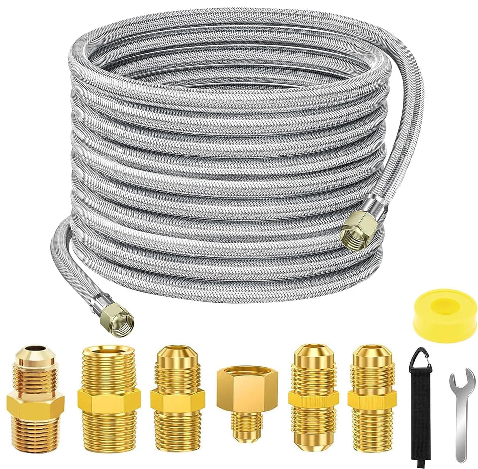 Samplife 36ft propane hose extension for flexible outdoor reach on grills and fire pits.