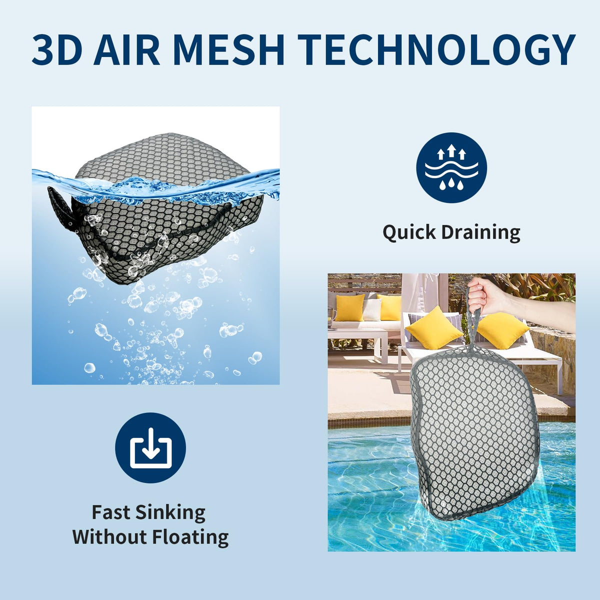 Samplife booster seat interior features 3D mesh for quick drain and dry.