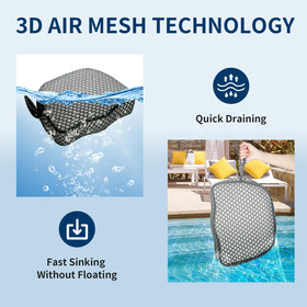 Samplife booster seat interior features 3D mesh for quick drain and dry.